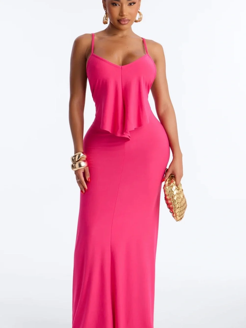 Fashion Nova Fuchsia Backless Strappy Maxi Dress - Picture 3 of 3